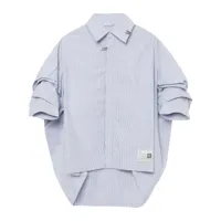 maison mihara yasuhiro chemise en coton à rayures - bleu
