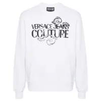 versace jeans couture sweat en coton à logo imprimé - blanc
