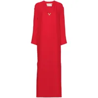 valentino garavani robe longue en crêpe à plaque v - rouge