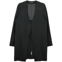 yohji yamamoto manteau à design sans col - noir