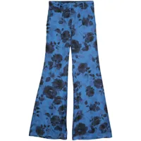 alberto biani pantalon ample à fleurs - bleu