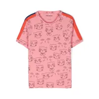 mini rodini cathletes-print crew-neck t-shirt - rose