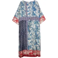 pierre-louis mascia robe longue en soie à fleurs - bleu