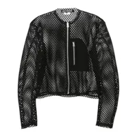 junya watanabe veste zippée à design perforé - noir