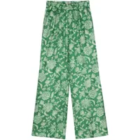 alberto biani pantalon droit à fleurs - vert