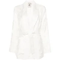 semicouture patterned-jacquard belted blazer - blanc