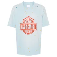 alchemist logo-print distressed t-shirt - bleu