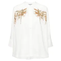 essentiel antwerp chemise fergana à palmier brodé - blanc