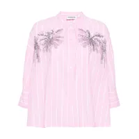 essentiel antwerp chemise fergana à palmier brodé - rose