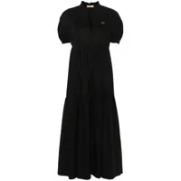 twinset robe mi-longue à volants superposés - noir