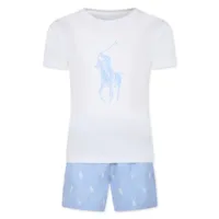 ralph lauren kids polo pony-print cotton pyjama set - blanc