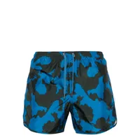 neil barrett floral-print drawstring swim shorts - bleu
