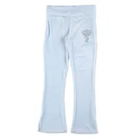 juicy couture kids pantalon de jogging évasé en velours - bleu