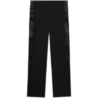 helmut lang pantalon de costume en laine à détails satinés - noir