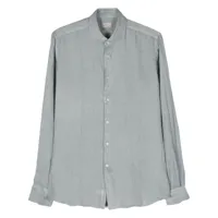 xacus chemise en lin à col italien - bleu