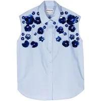 essentiel antwerp chemise à fleurs appliquées - bleu