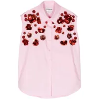 essentiel antwerp chemise à fleurs appliquées - rose