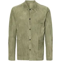 salvatore santoro chemise en daim à plaque logo - vert