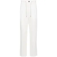 eleventy pantalon chino en lin à lien de resserrage - blanc