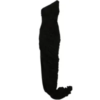rick owens robe longue drapée à design asymétrique à une épaule - noir
