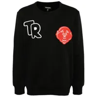 true religion sweat en coton à détail de patch - noir