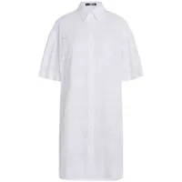 karl lagerfeld robe-chemise en coton à broderie anglaise - blanc