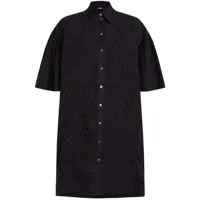 karl lagerfeld robe-chemise en coton à broderie anglaise - noir