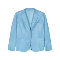 salvatore santoro single-breasted suede blazer - bleu