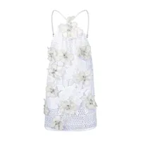 patbo robe courte à fleurs appliquées - blanc