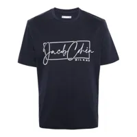 jacob cohën logo-print cotton t-shirt - bleu
