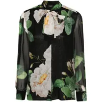 giambattista valli chemise en soie à fleurs - noir