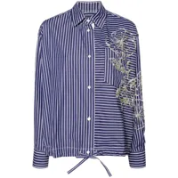 des phemmes chemise en coton hibiscus à rayures - bleu