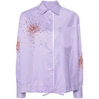 des phemmes chemise rayée à ornements en cristal - violet