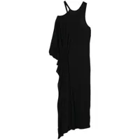 yohji yamamoto robe mi-longue à design asymétrique - noir
