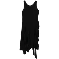 yohji yamamoto robe mi-longue à design asymétrique - noir