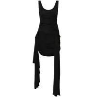 mugler robe courte à design drapé - noir