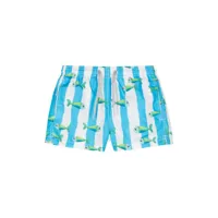 mc2 saint barth kids fish-print striped swim shorts - bleu