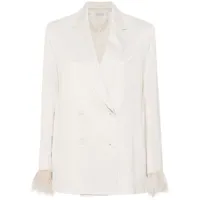 antonelli feather-cuffs double-breasted blazer - tons neutres