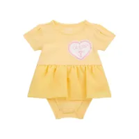 guess kids embroidered-logo cotton-blend body - jaune