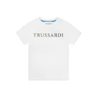trussardi junior t-shirt raemn à logo imprimé - blanc
