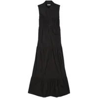 patrizia pepe robe-chemise longue à volants superposés - noir