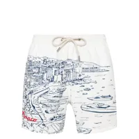 mc2 saint barth slogan-embroidered printed swim shorts - blanc
