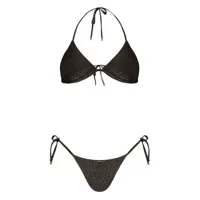 emporio armani logo-plaque metallic triangle bikini - noir