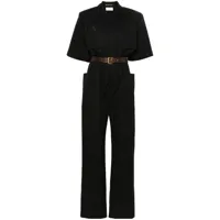 saint laurent short-sleeve cotton jumpsuit - noir