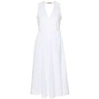 twinset robe mi-longue à dentelle fleurie - blanc