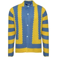 doppiaa crochet-knit polo-collar cardigan - bleu