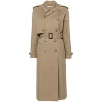 stella mccartney belted cotton trench coat - tons neutres