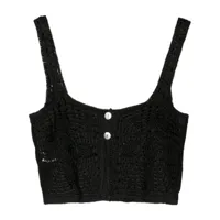 forte forte crochet-knit cropped tank top - noir