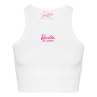 mc2 saint barth x barbie logo-embroidered tank top - blanc