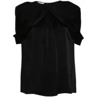 stella mccartney cape-detail satin blouse - noir